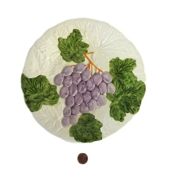 Fruit De Jour Stafford Dessert Plate Hand Painted Majolica 1987 Grapes - Picture 2 of 4